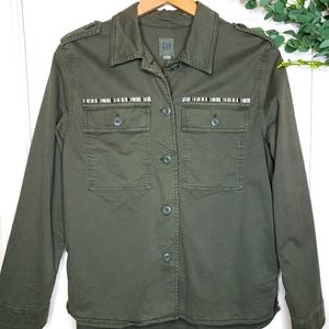 Olive green canvas shirt jkt from the gap